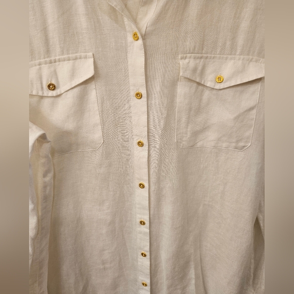NWT - Linen Ellen Tracy White Button Down Shirt - Size XL - Picture 5 of 12